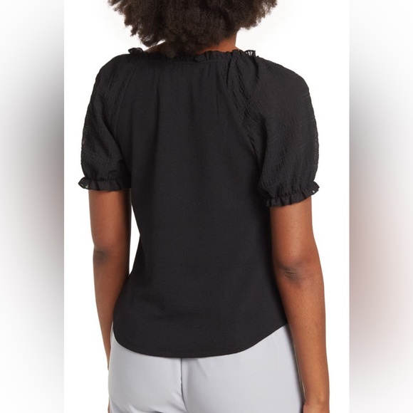 Status by Chenault Plaid Overlay Bodice Top Medium Black - Picture 3 of 13